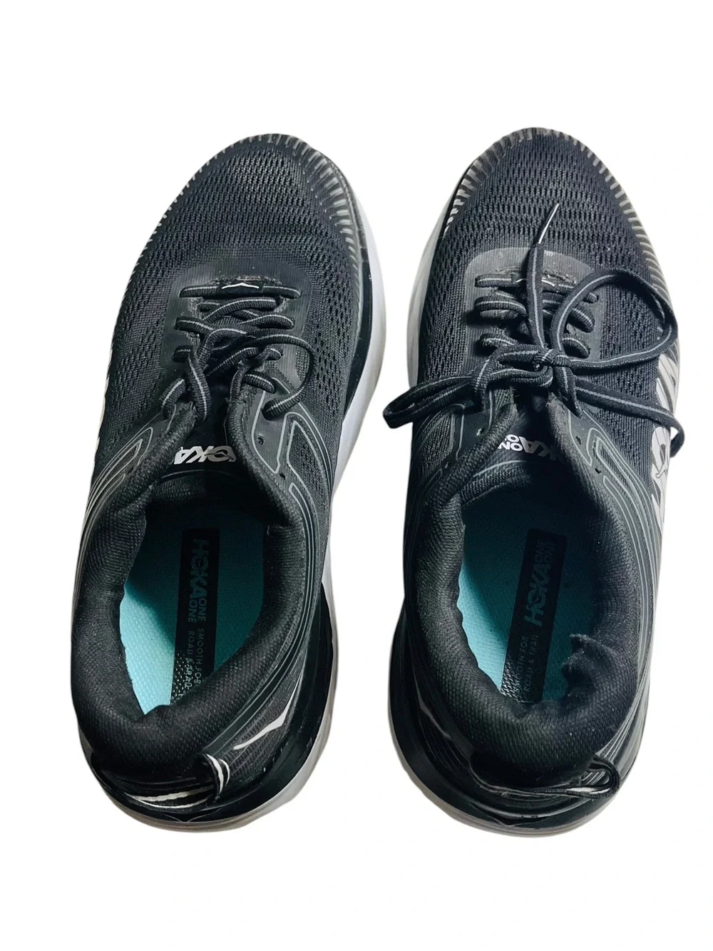 Hoka One One Bondi 7 Black Sz 10.5 D Wide Running Shoe 1110531 BWHT Max Cushion
